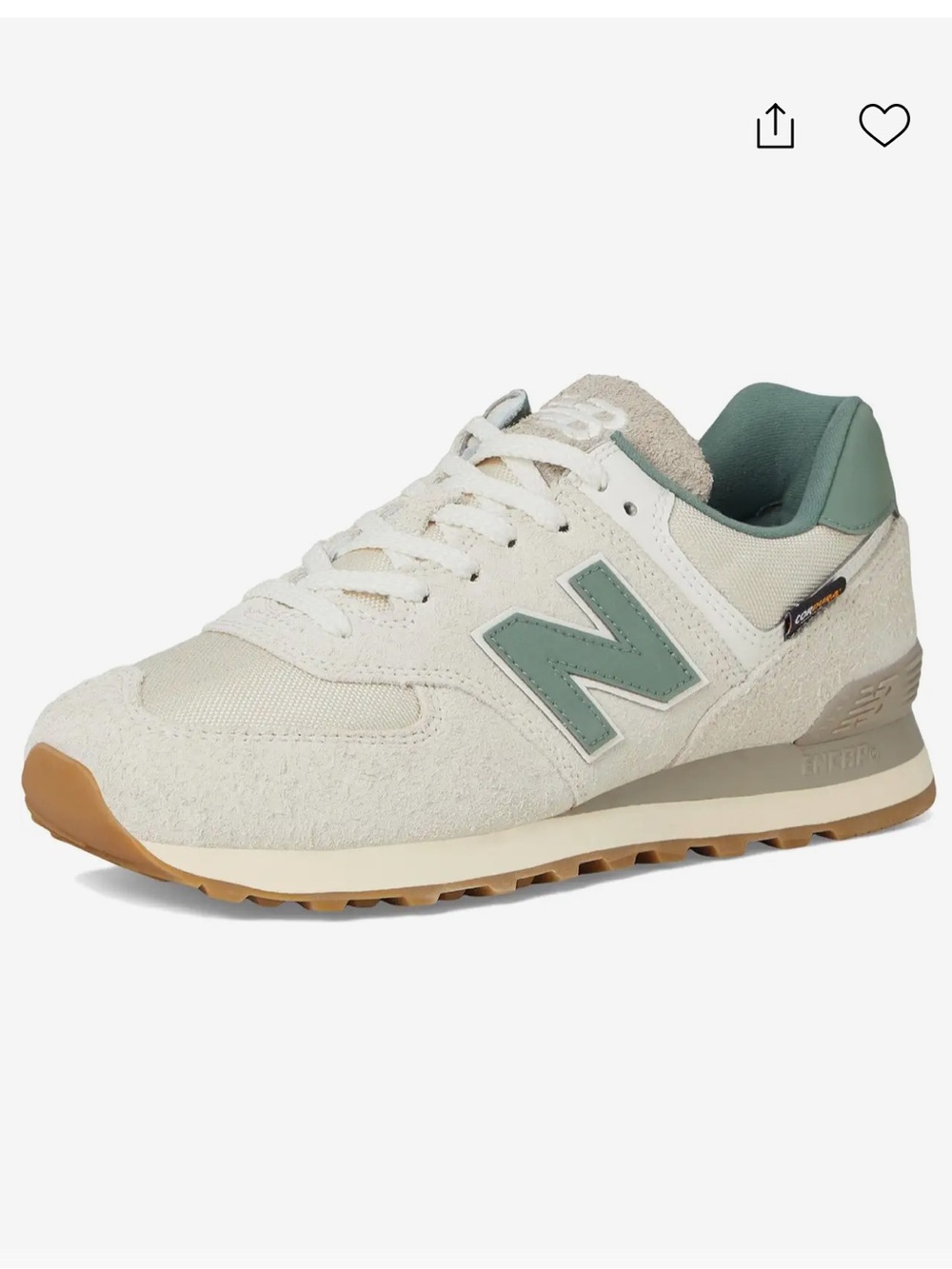 New Balance 574 Classics | Women’s 7 | Green & Off-White shaggy | EUC